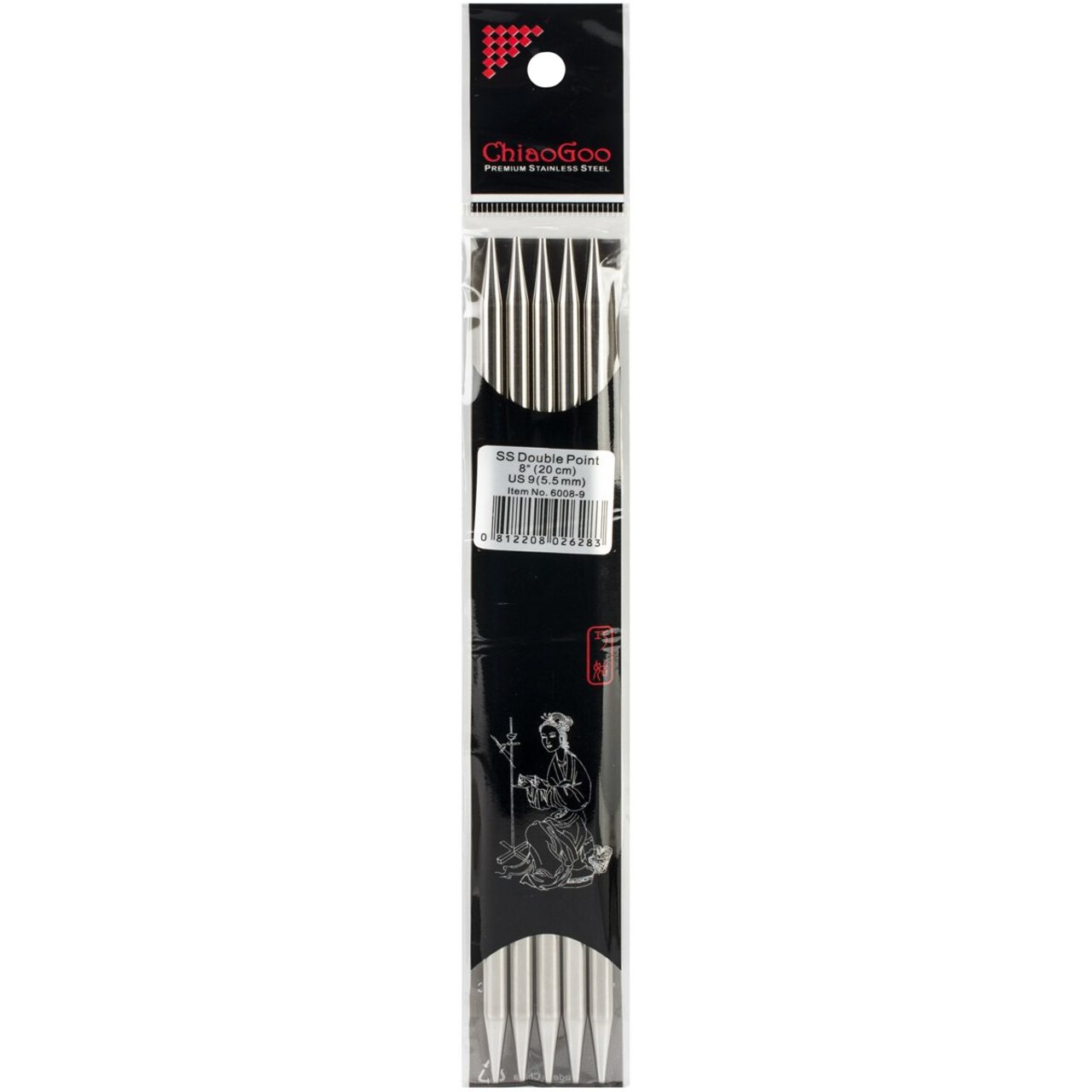 ChiaoGoo 8" Double Point Stainless Knitting Needles - Sizes US 1 - 11